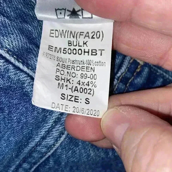 EDWIN Anthropologie Womens Cody Denim Jacket SMALL Blue Moto Grunge 80s Festival - Picture 6 of 6